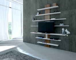Hanah Home Mueble para TV Blanco y Nogal